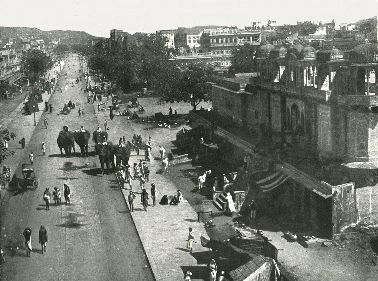 Gatubild i staden Jaipur, Indien, 1895. av Unbekannt