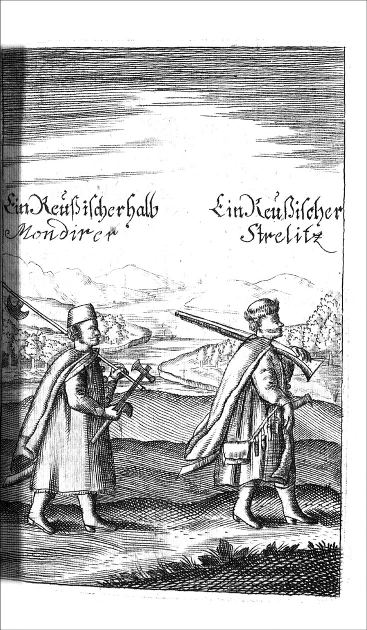 Streltsy från Georg Adam Schleissing De vid tsaren i Reussland Ivan och Peter Alexewiz, 1693 av Unbekannt
