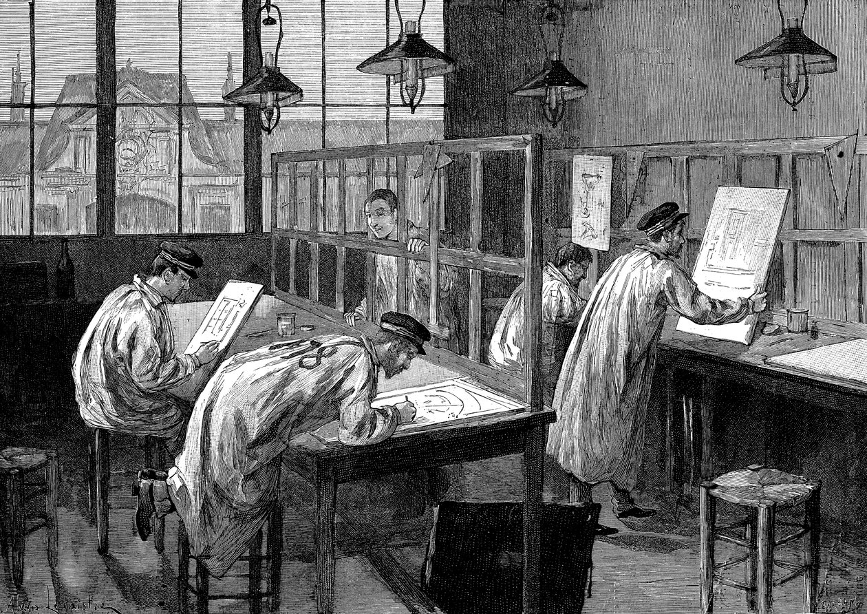 Studenter vid Ecole Centrale des Arts et Manufactures, Paris, 1887 av Unbekannt
