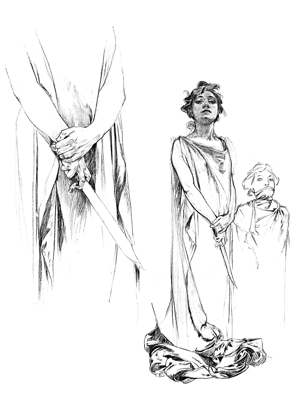 Studier med blyerts för Medee-affischen, 1899 av Unbekannt