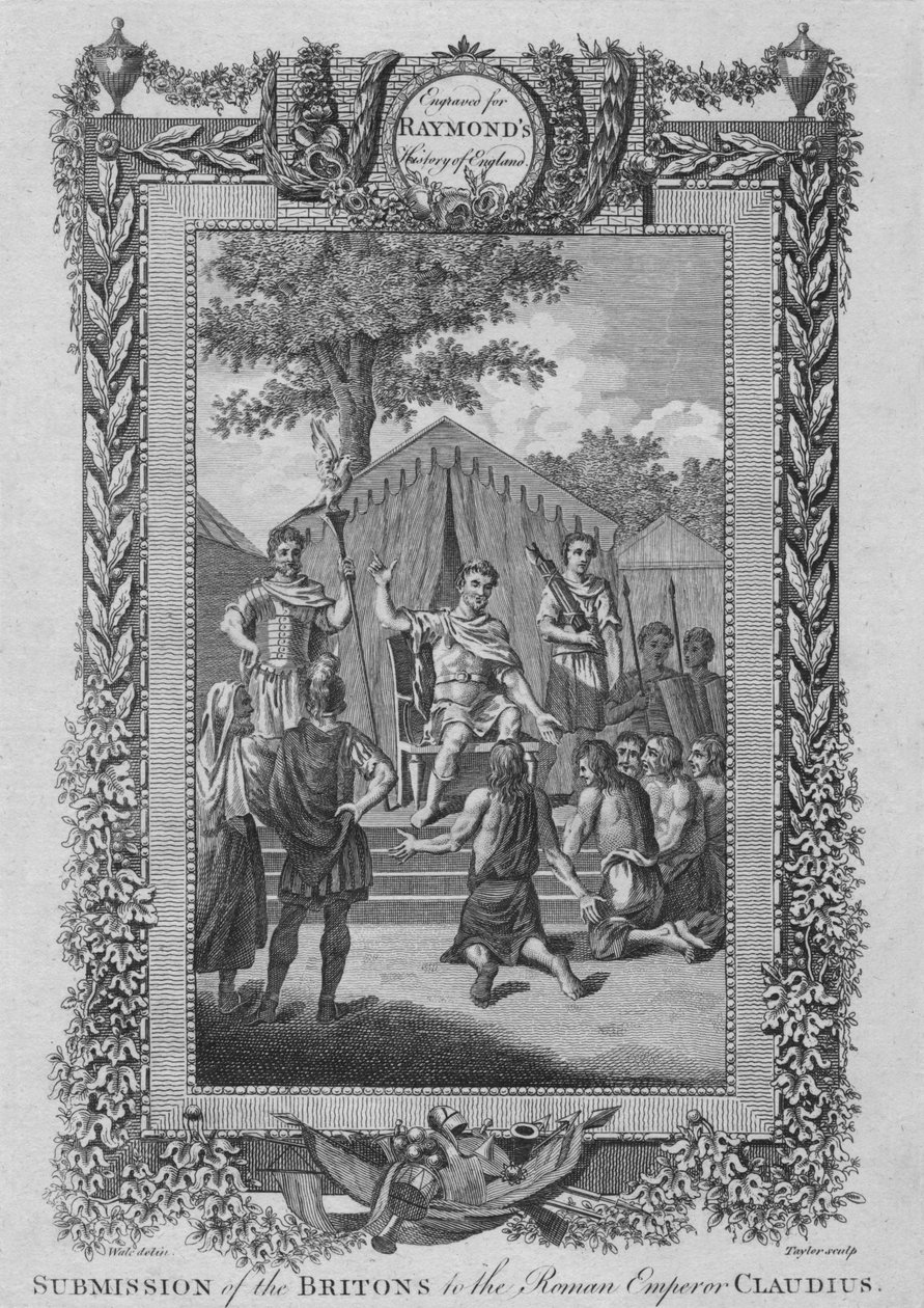 Britternas underkastelse till den romerske kejsaren Claudius, c1787 av Unbekannt