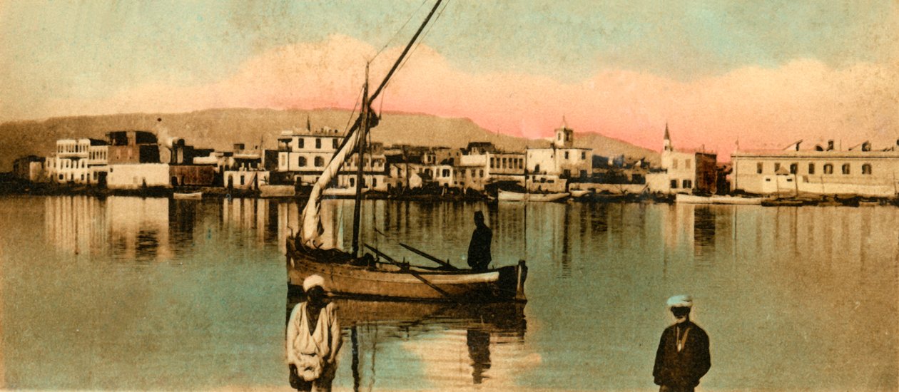 Suez - Utsikt över tounen under högt vatten, c1918-c1939. av Unbekannt