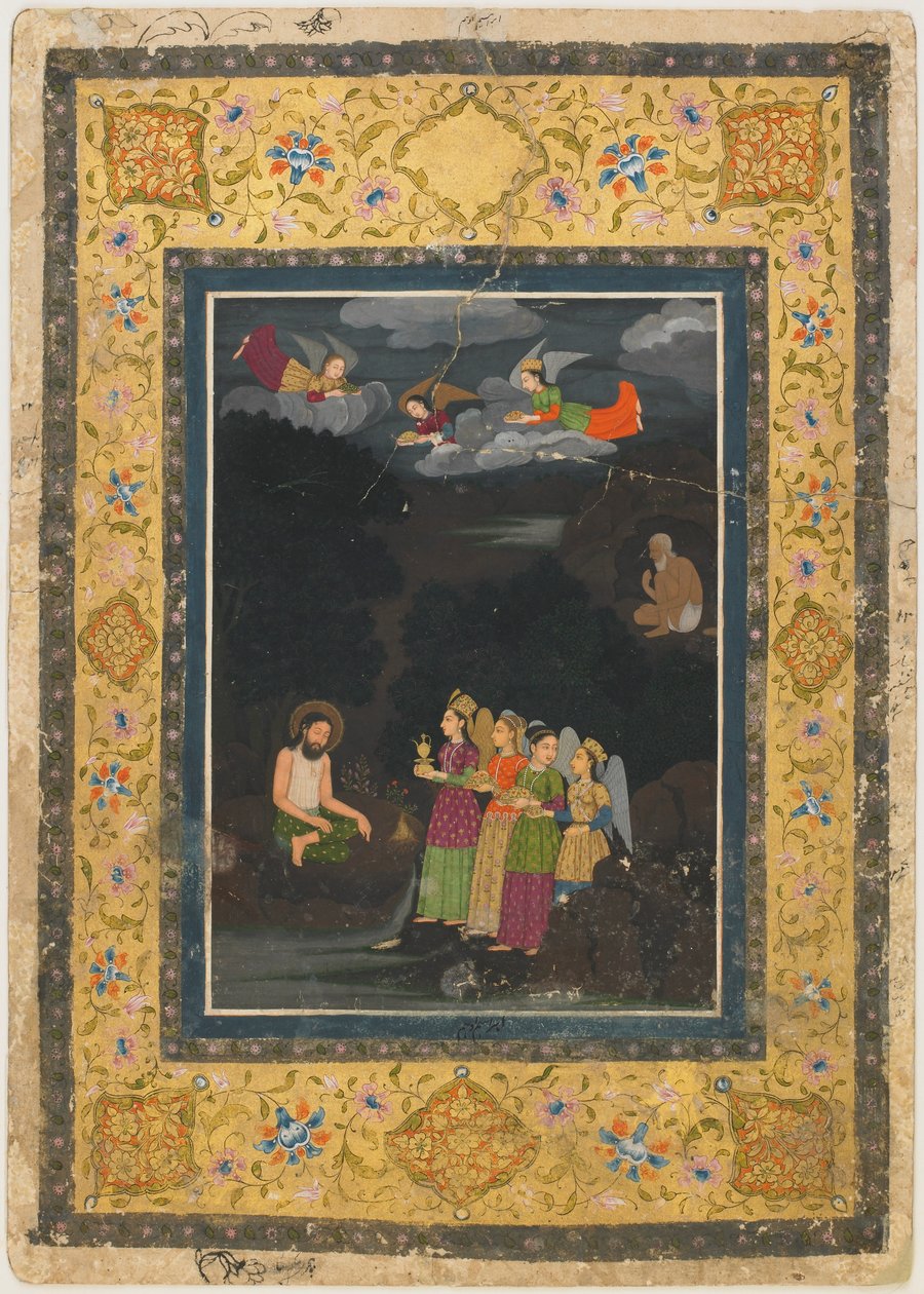 Sultan Ibrahim ibn Adham från Balkh besöks av änglar, tidigt 1700-tal. av Unbekannt