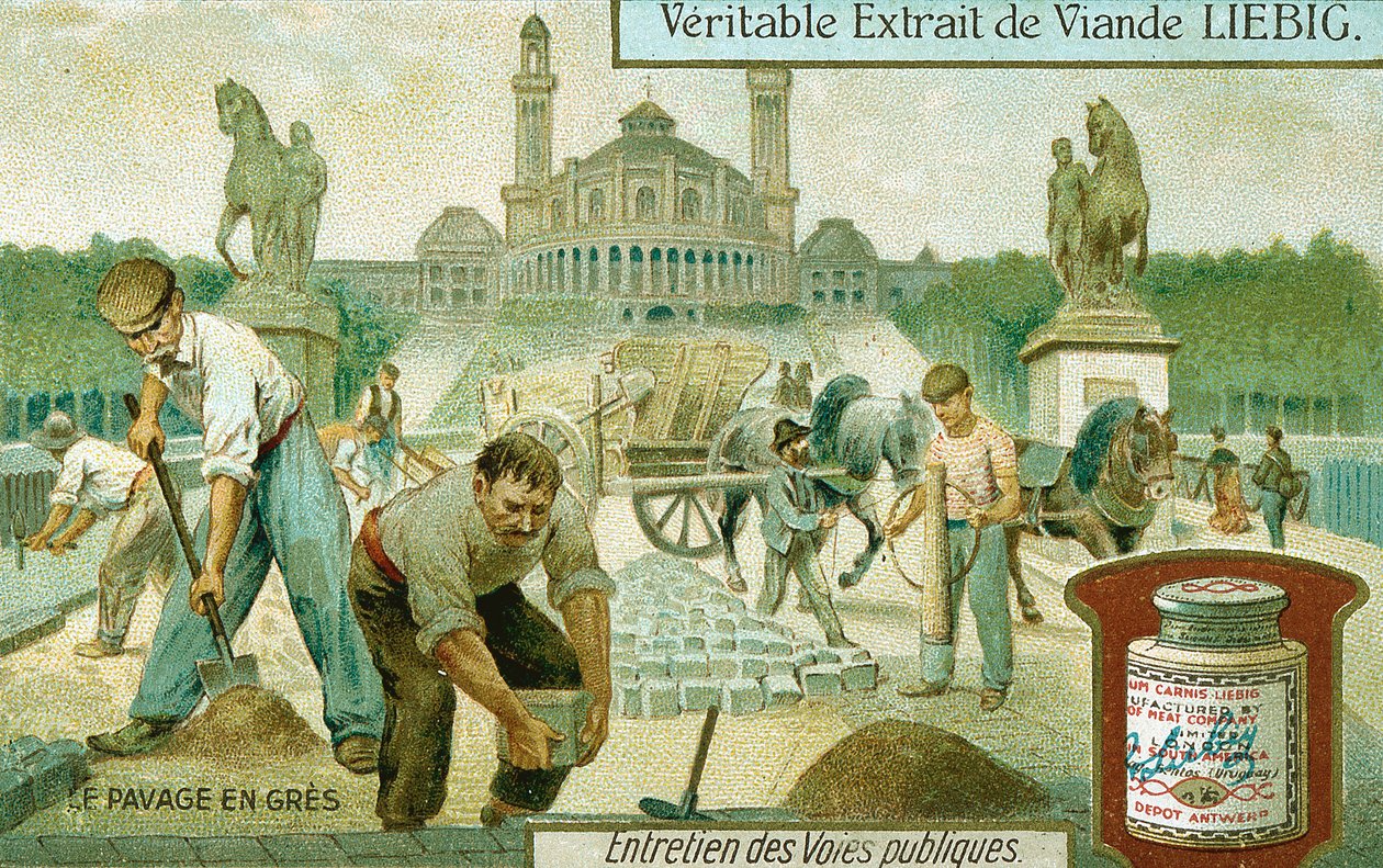 Beläggning av en väg med granitsättningar, Paris, c1900 av Unbekannt