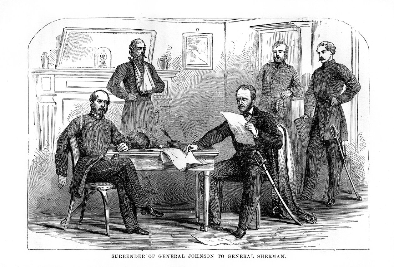 General Johnstons överlämnande till general Sherman, 26 april 1865, 1872 av Unbekannt