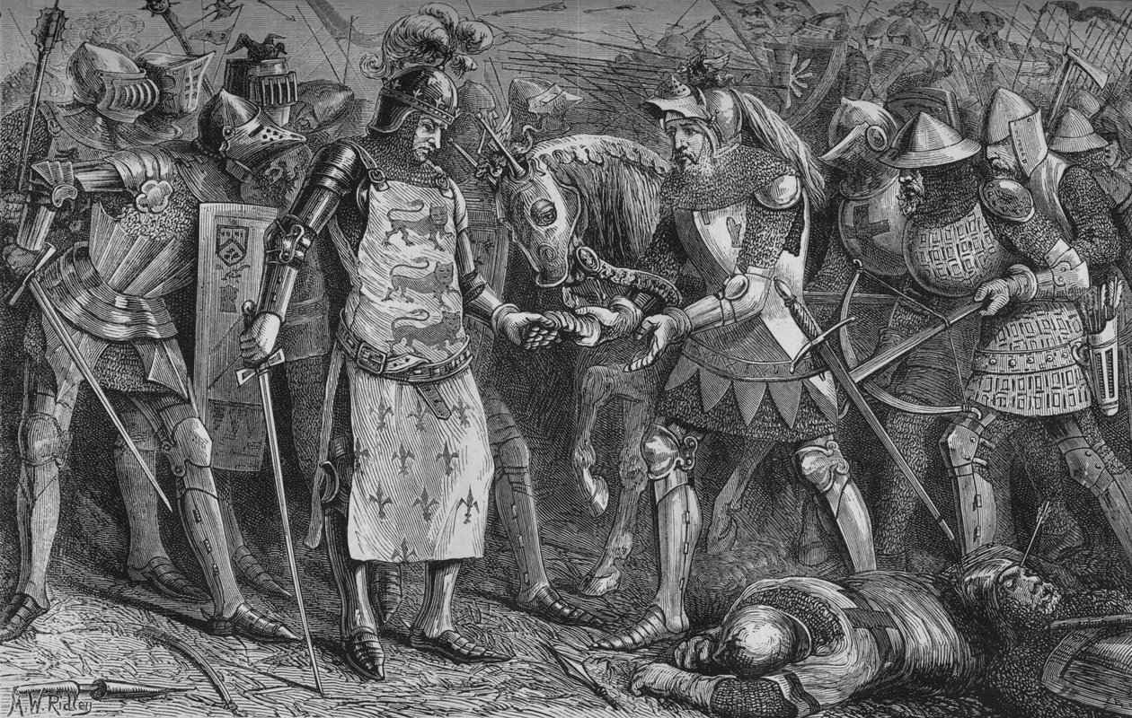 Överlämnande av kungen av Frankrike i Poitiers, september 1356, c1880 av Unbekannt