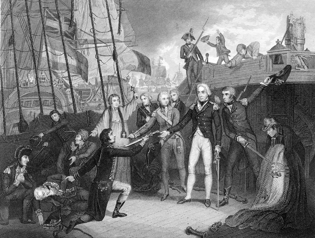 Överlämnande av det spanska skeppet San Josef efter slaget vid Kap St Vincent, 1797 av Unbekannt