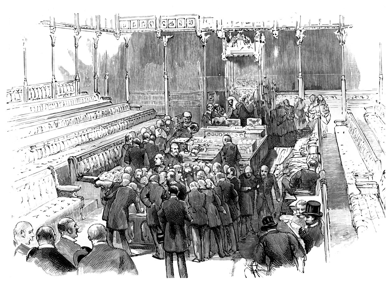 Svära in ledamöter vid House of Commons, Westminster, London, c1905 av Unbekannt