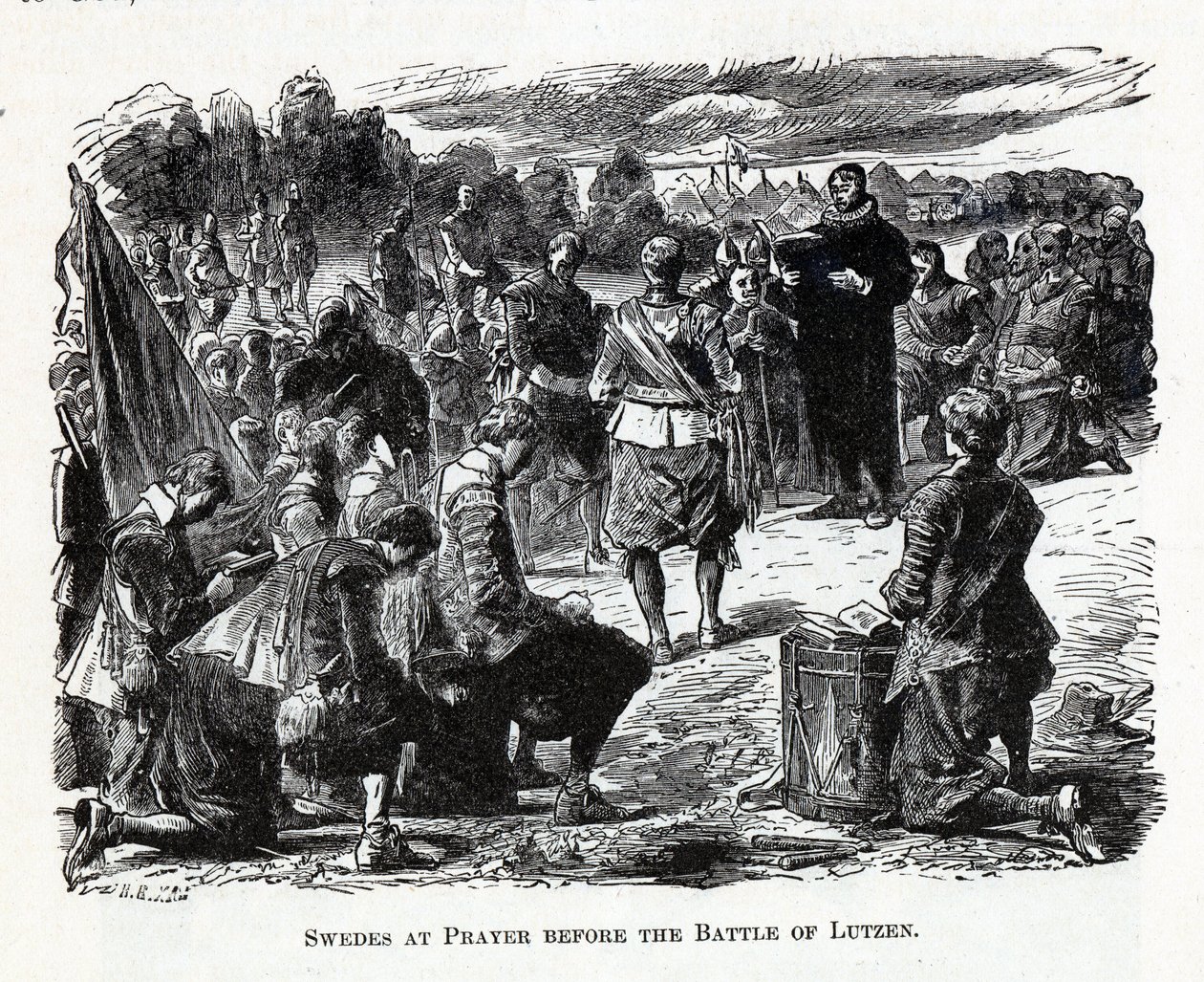 Svenskar vid bön före slaget vid Lützen, 1882 av Unbekannt