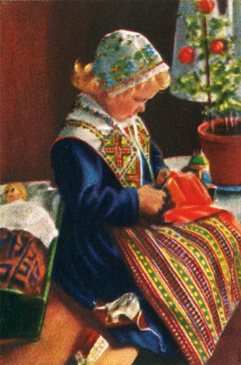 Svensk flicka som leker med dockor, c1928. av Unbekannt