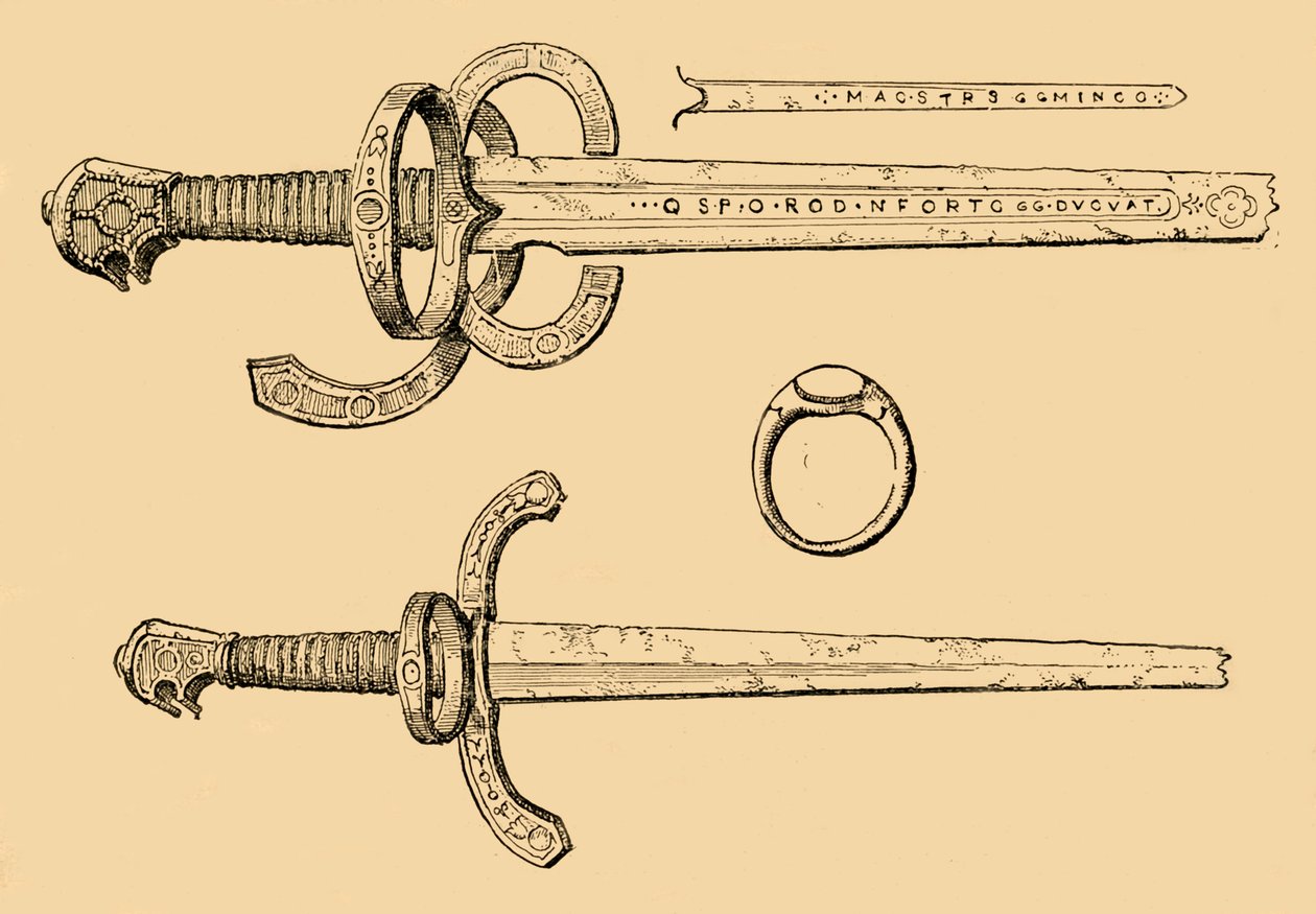 Svärd, dolk och ring av kung James IV, av Skottland, 1897. av Unbekannt