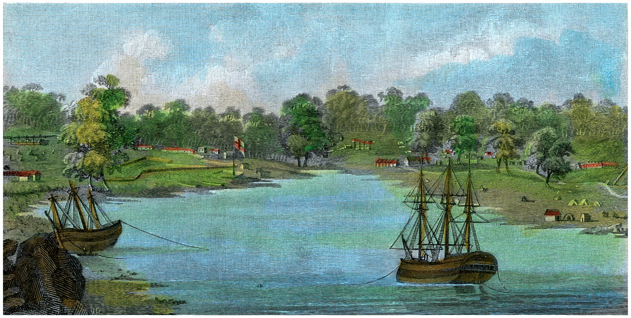 Sydney Cove, New South Wales, Australien, 20 augusti 1788 c1885 av Unbekannt