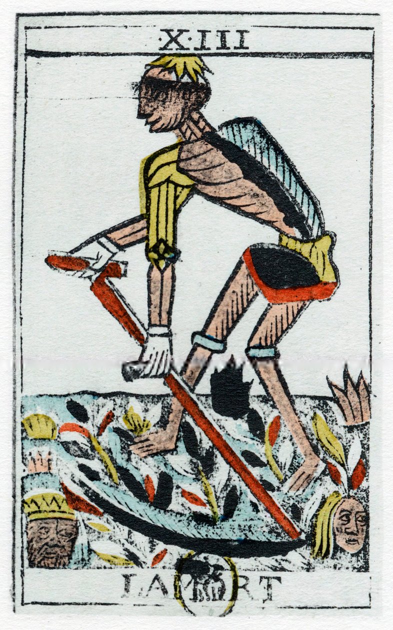 Tarot Card of Death, the grim reaper, Noblet tarot, 1600-talet. av Unbekannt
