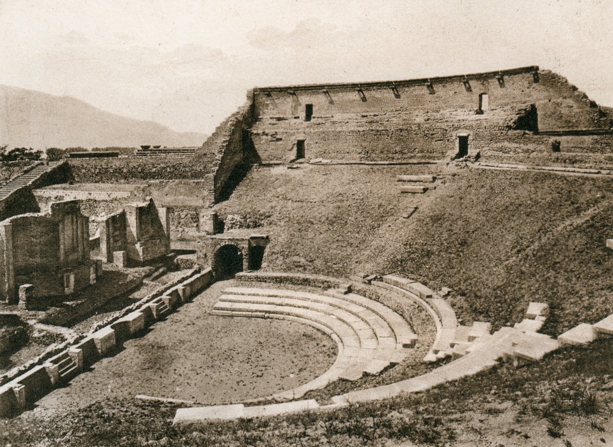 Tragisk teater, Pompeji, Italien, ca 1900-talet av Unbekannt