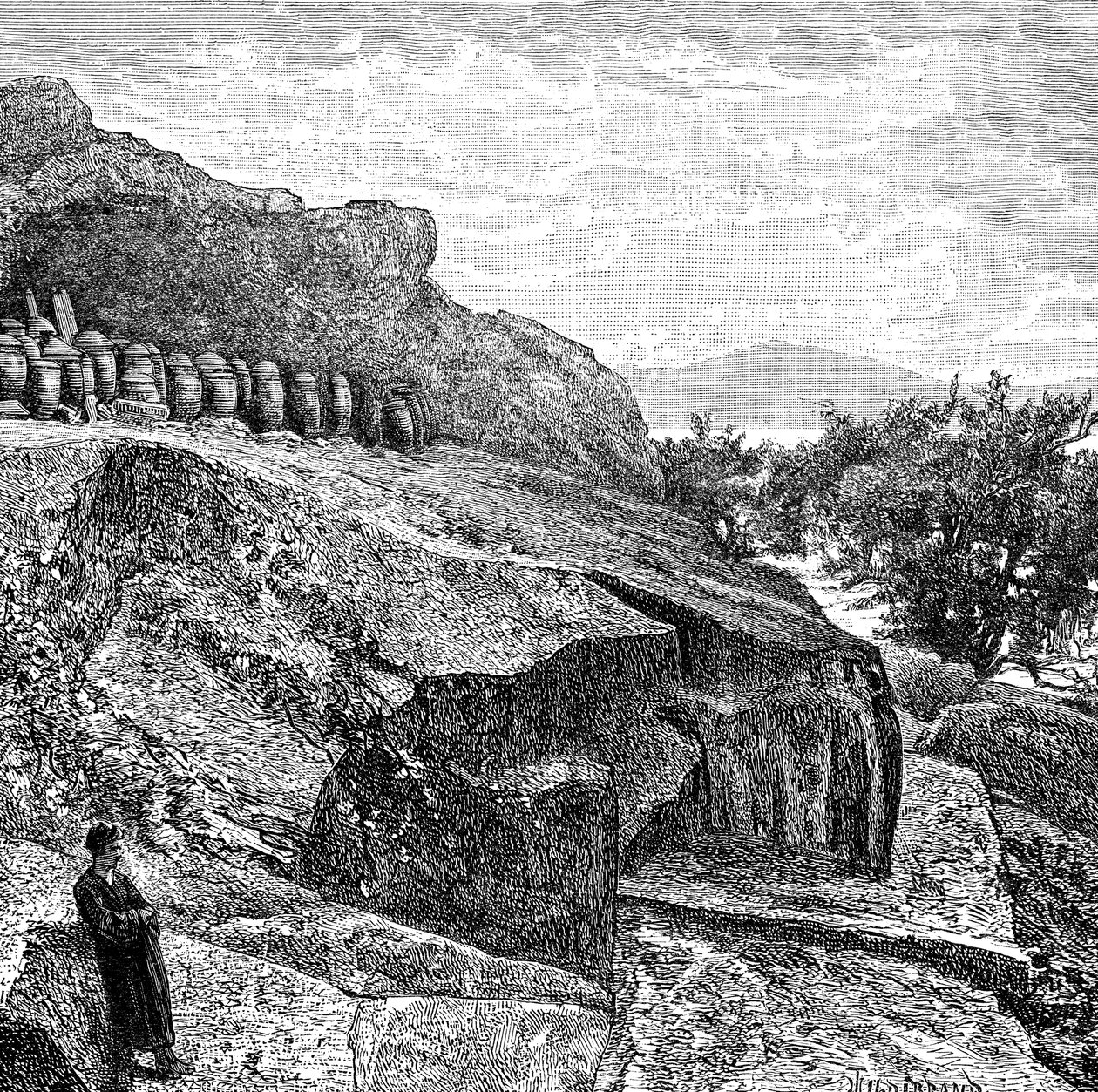 Terrass med begravningsurnor nära Amoy, c1890 av Unbekannt