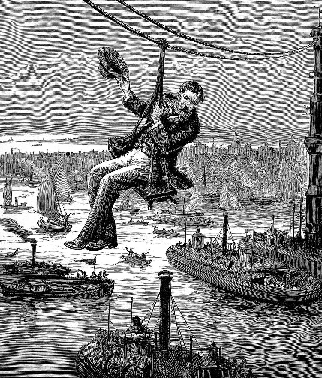 Testar kablarna på Brooklyn Bridge, c1900 av Unbekannt