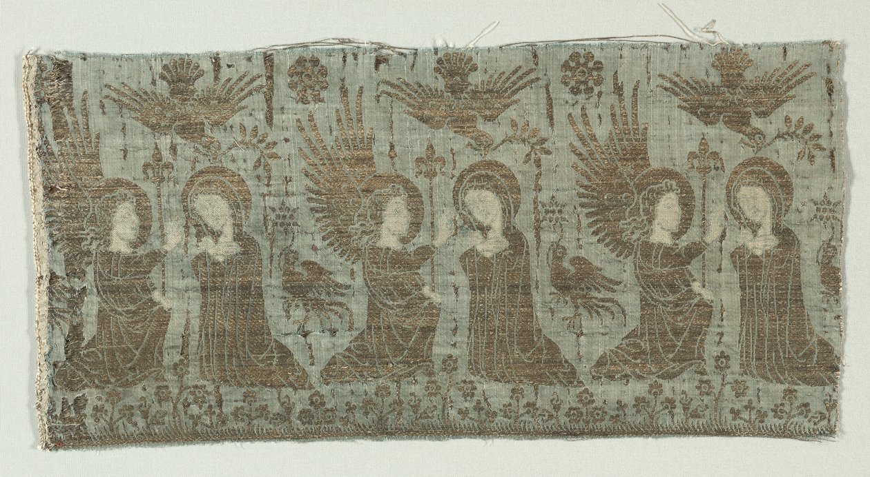 Textilfragment med bebådelsen, 1370-1400. av Unbekannt