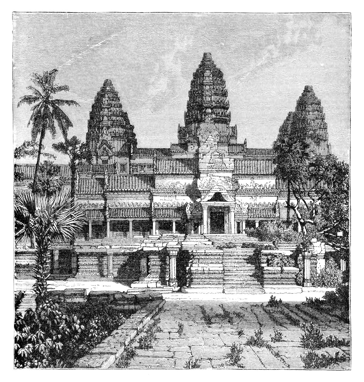 Huvudfasaden på templet i Angkor-Wat, Kambodja, 1895 av Unbekannt