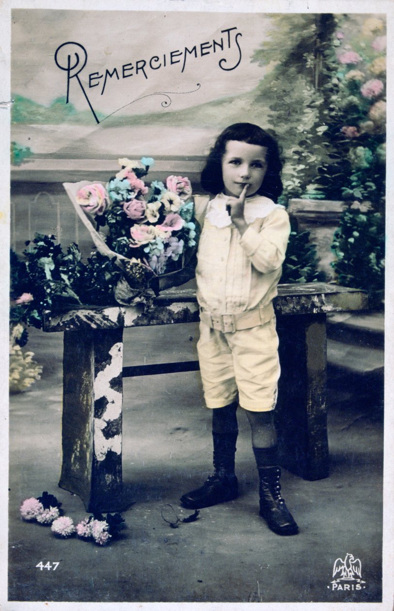 Tack, vintage franskt vykort, c1900 av Unbekannt