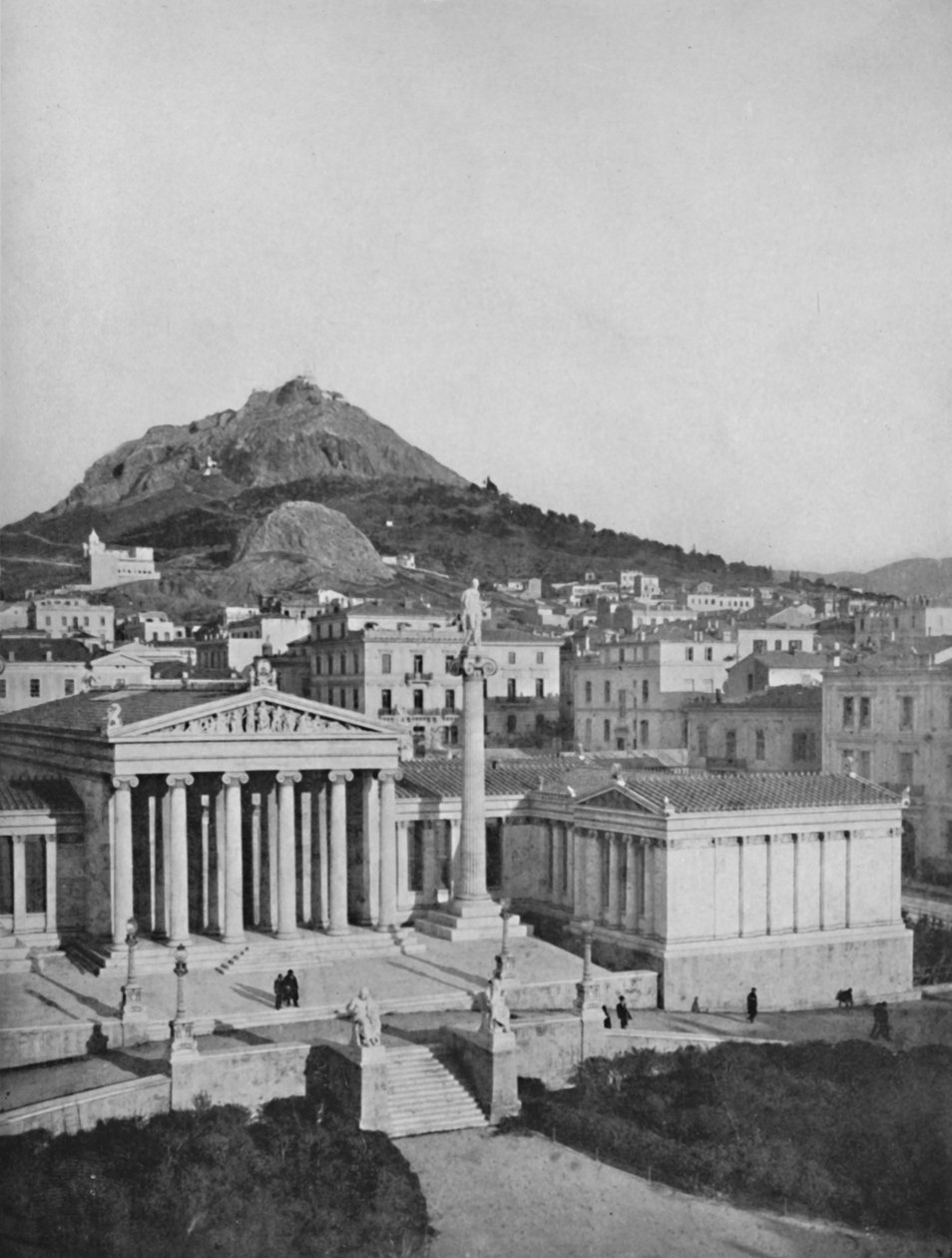 Akademien, berget Lycabettus i bakgrunden, 1913 av Unbekannt