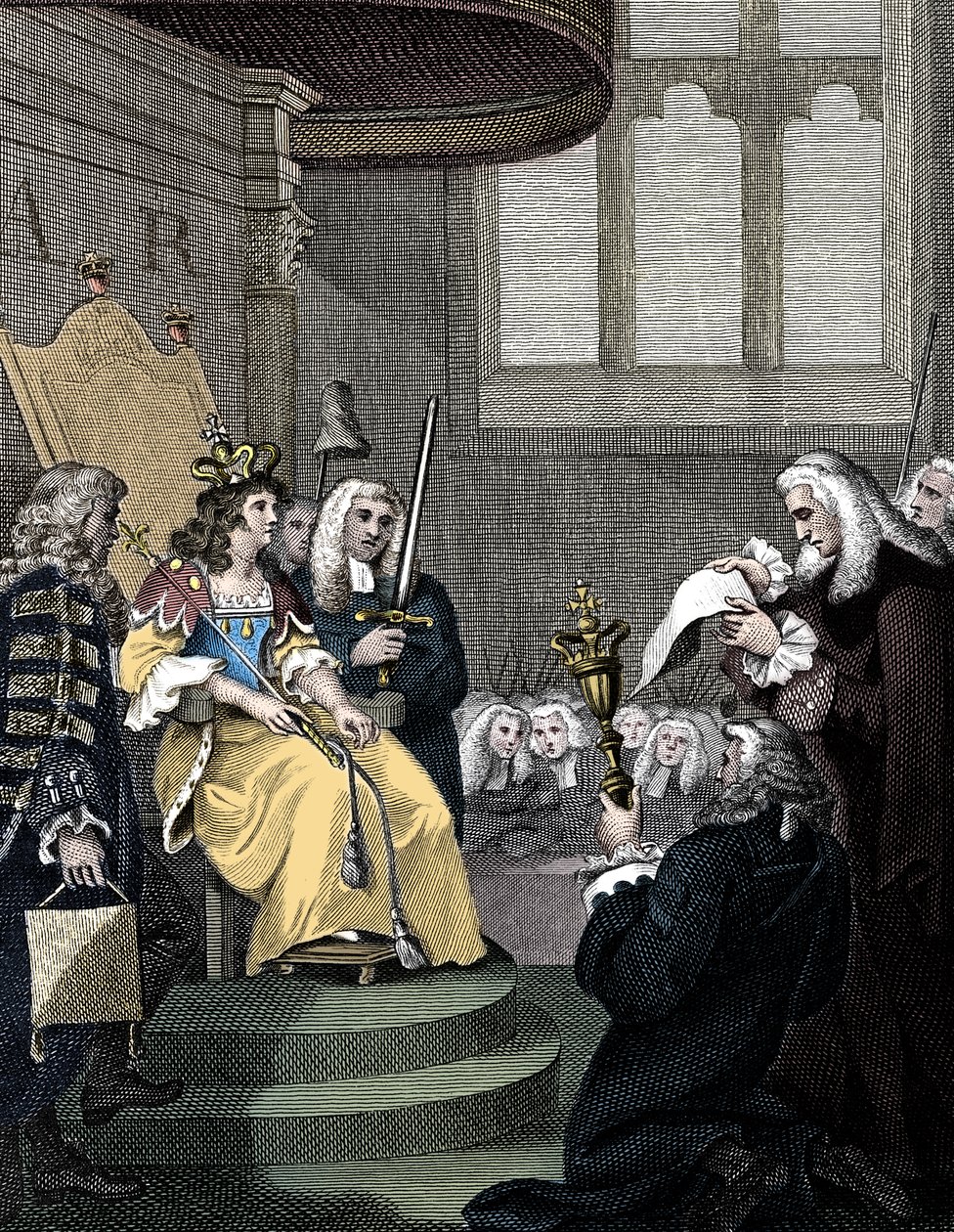 Unionsakten mellan England och Skottland läses inför drottning Anne, 1826 av Unbekannt