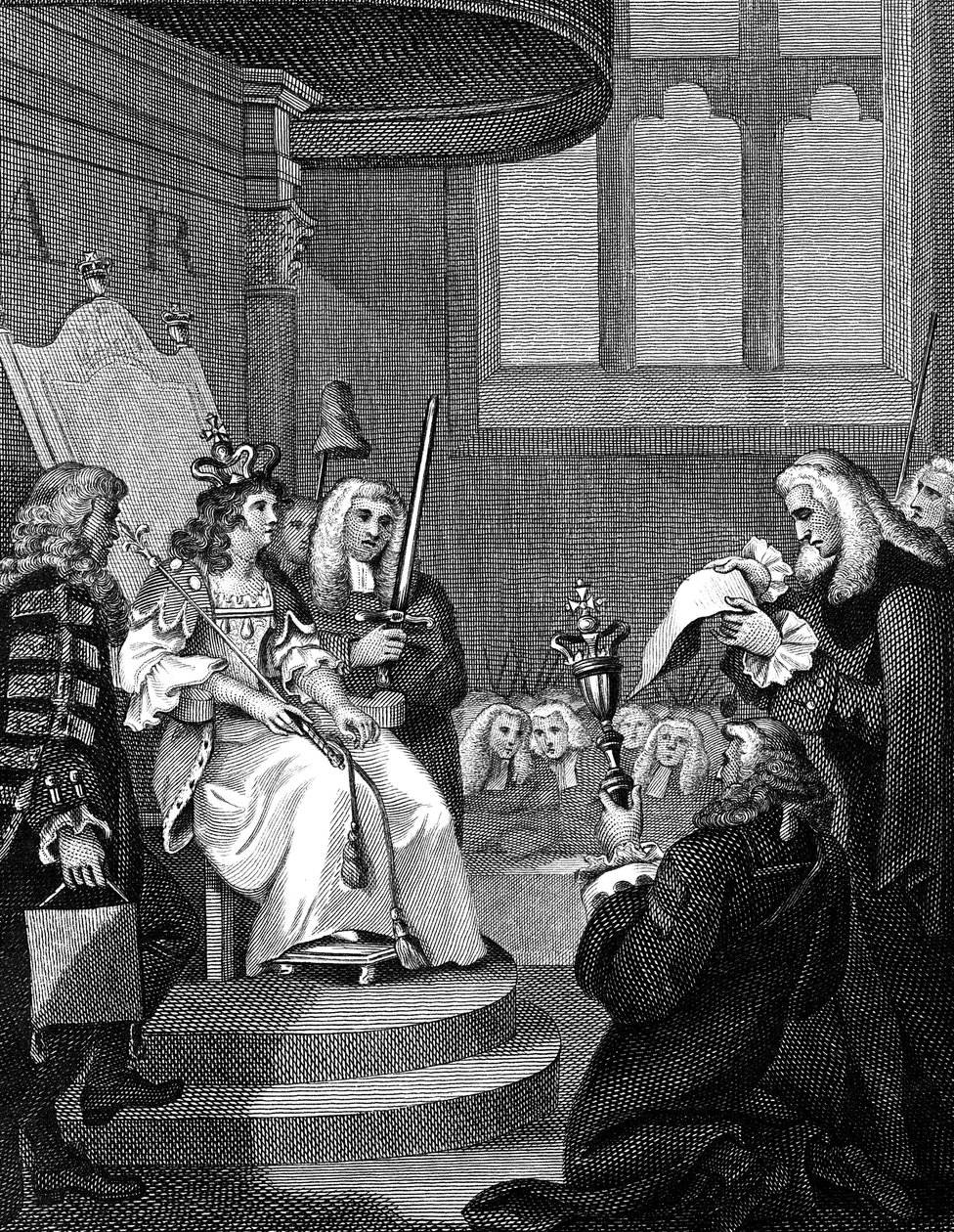 Unionsakten mellan England och Skottland läses inför drottning Anne, 1826 av Unbekannt