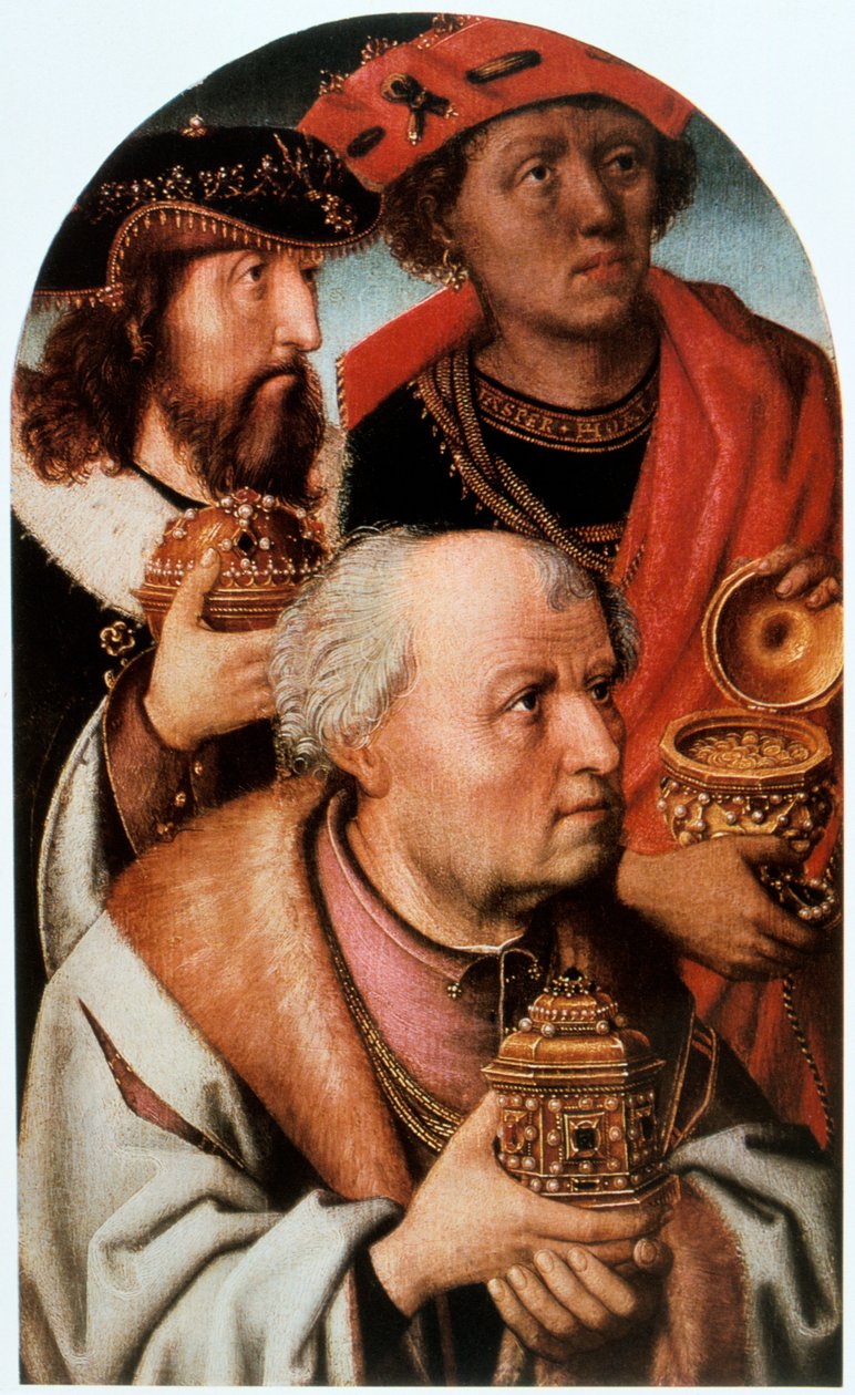 The Adoration of the Magi detalj, 1400-talet. av Unbekannt