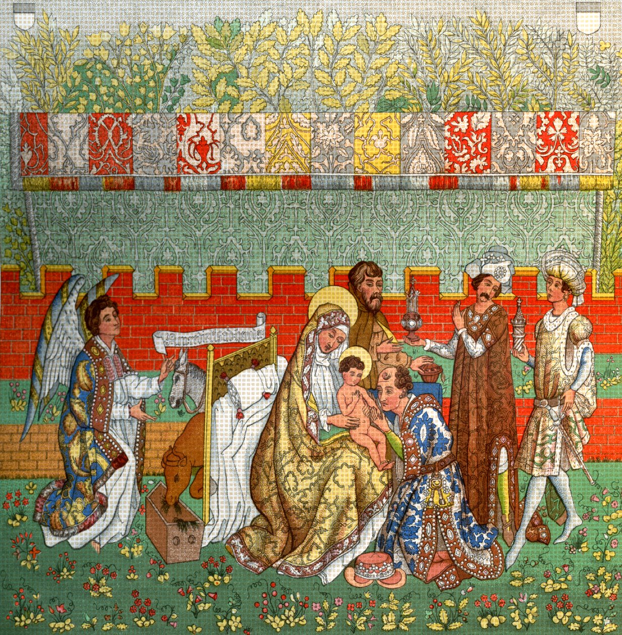The Adoration of the Magi, gobelängen av Bern, 1300-talet, 1870 av Unbekannt