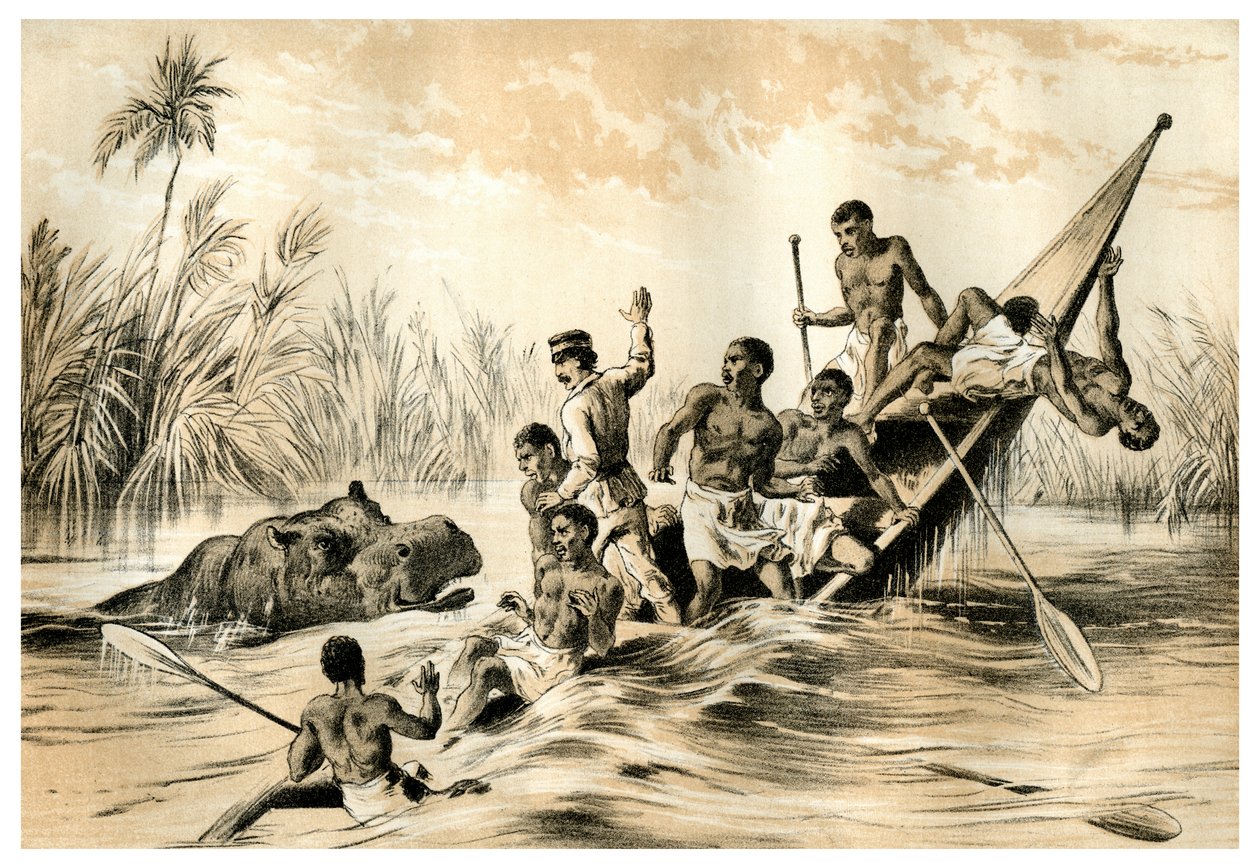 Äventyret med en flodhäst, 1883 av Unbekannt