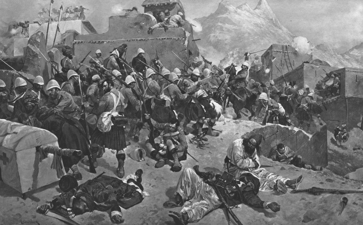 Det afghanska kriget, 1878-80: 91:a högländarna och den andra gurkan stormar Gandia Mullah, 1901. av Unbekannt