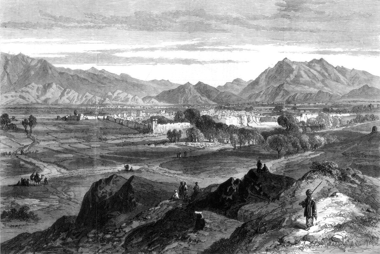 Det afghanska kriget: Jalalabad från Pipers Hill, Afghanistan, 1879 av Unbekannt