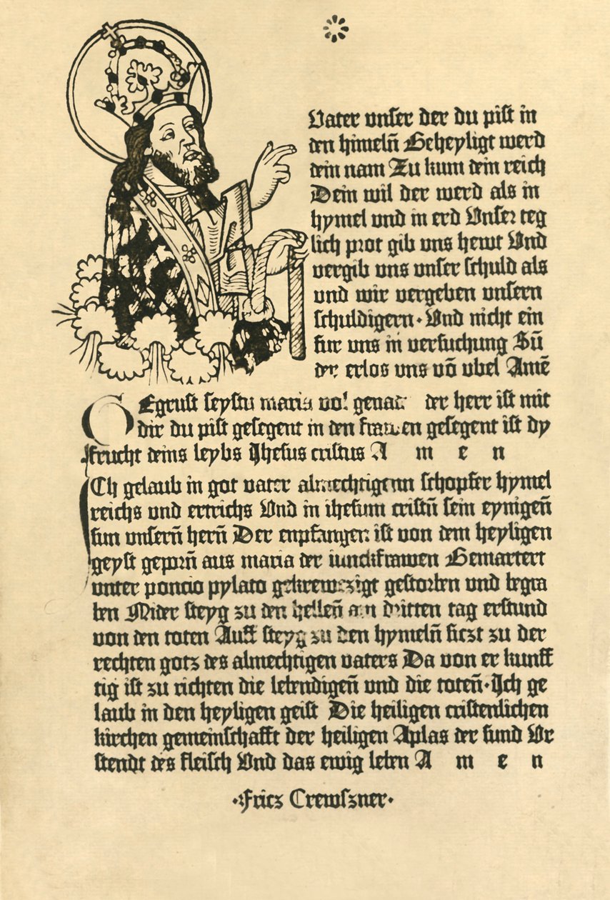 Den Allsmäktige, med Paternoster, Ave Maria och Credo på tyska, 1915. av Unbekannt