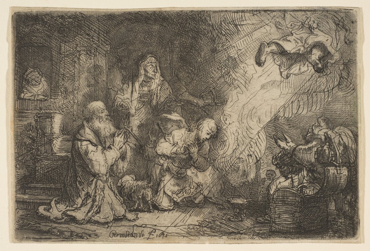 Ängeln som avgår från Tobias familj, 1641. av Unbekannt