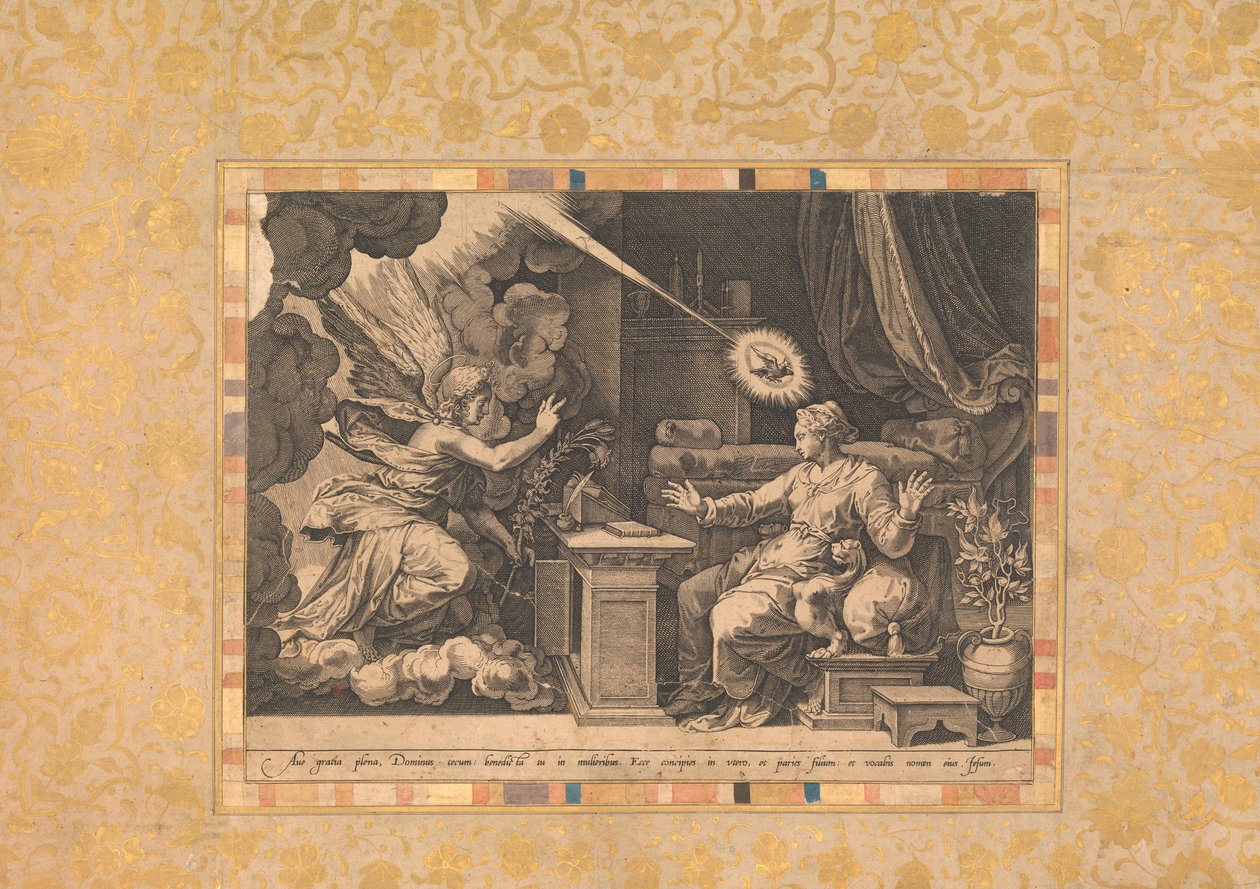 The Annunciation, Folio från Bellini Album, ca. 1600. av Unbekannt