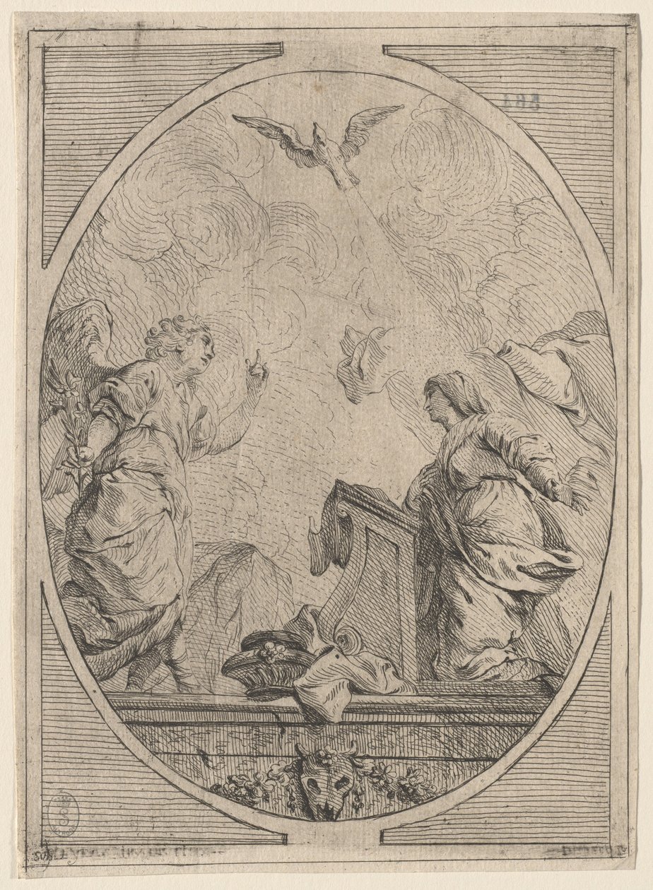Bebådelsen, c. 1730. av Unbekannt