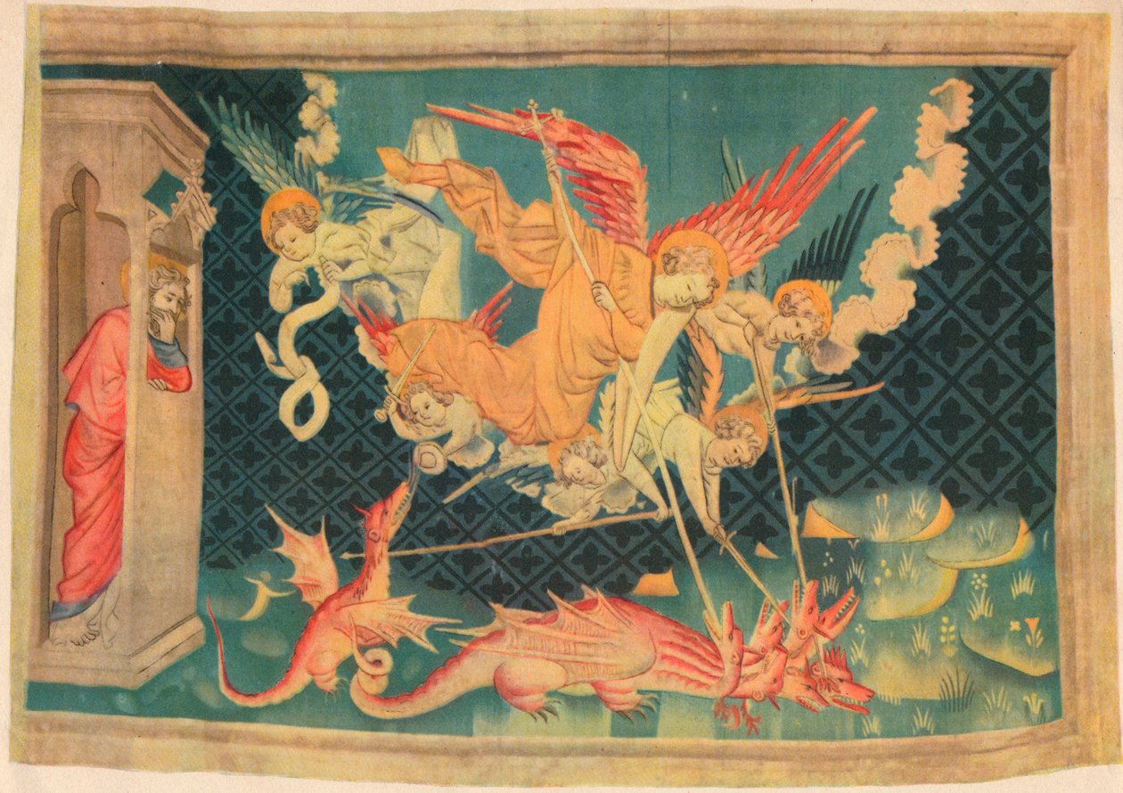 Apokalypsen. St. Michael och hans agenter övervinner draken. av Unbekannt