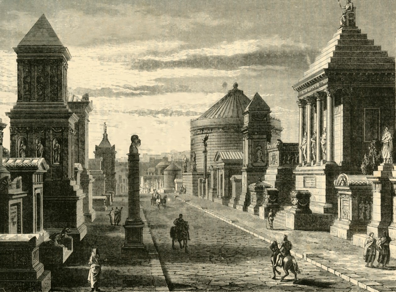 Appian Way i Rom återställd, 1890. av Unbekannt