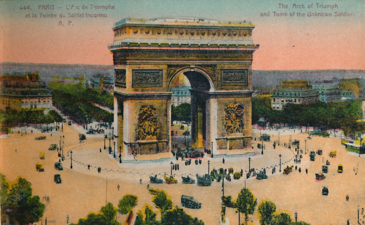Triumfbågen och den okände soldatens grav, Paris, c1920 av Unbekannt