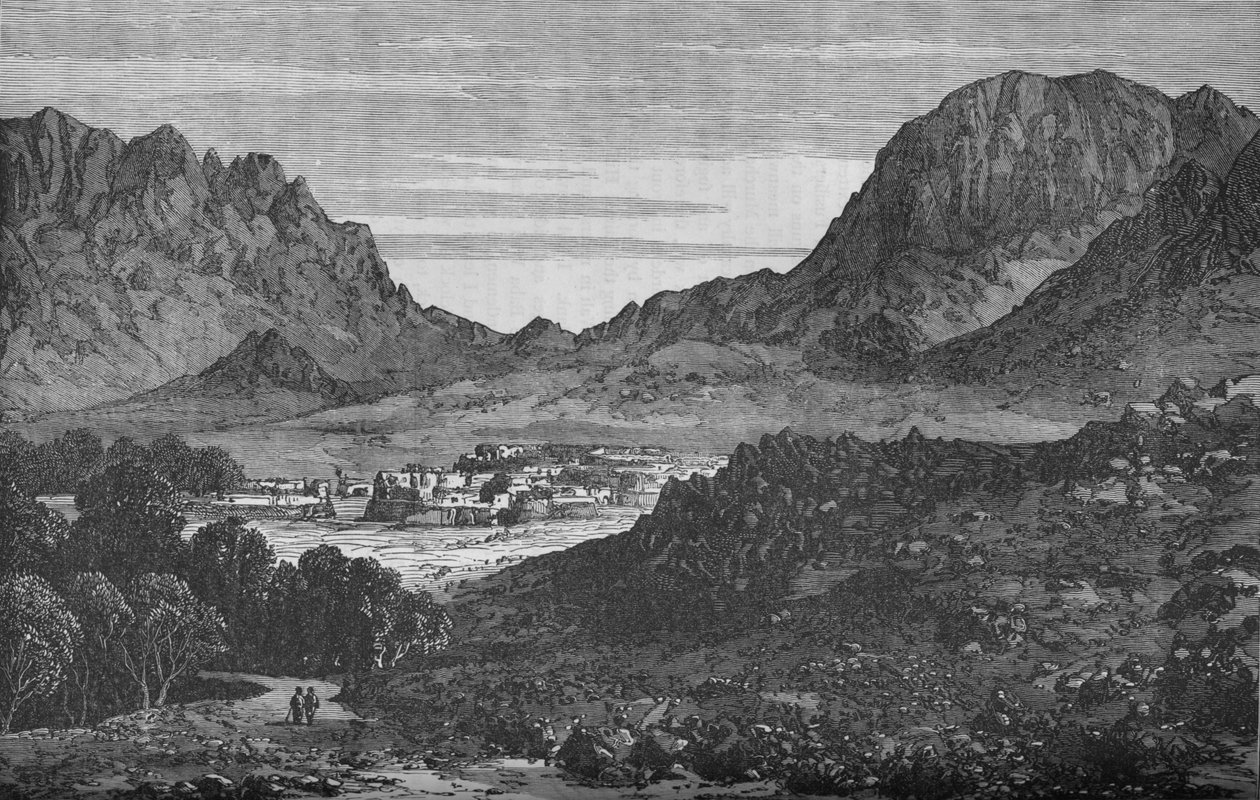 Argandabdalen, som till höger visar kullarna vid Baba Wali-passet, c1880 av Unbekannt
