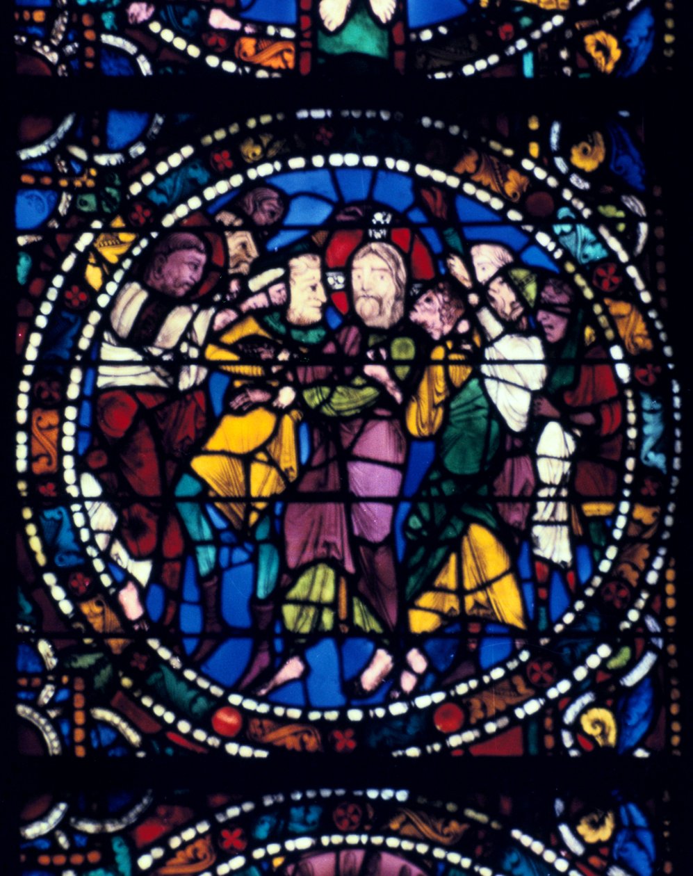 The Arrest of Christ Kiss of Judas, målat glas, Chartres Cathedral, 1194-1260 av Unbekannt