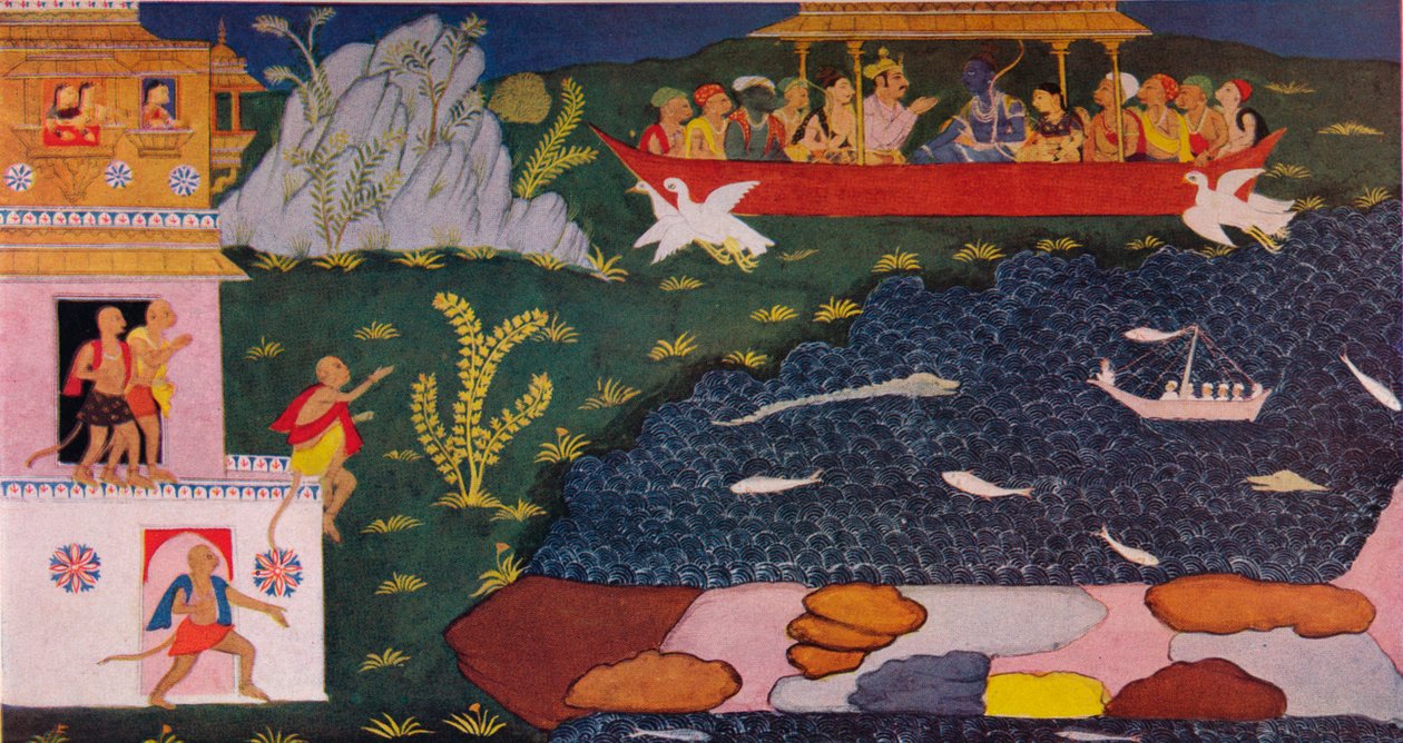 Ramas och Sitas ankomst i flygbilen, 1700-talet, 1937 av Unbekannt