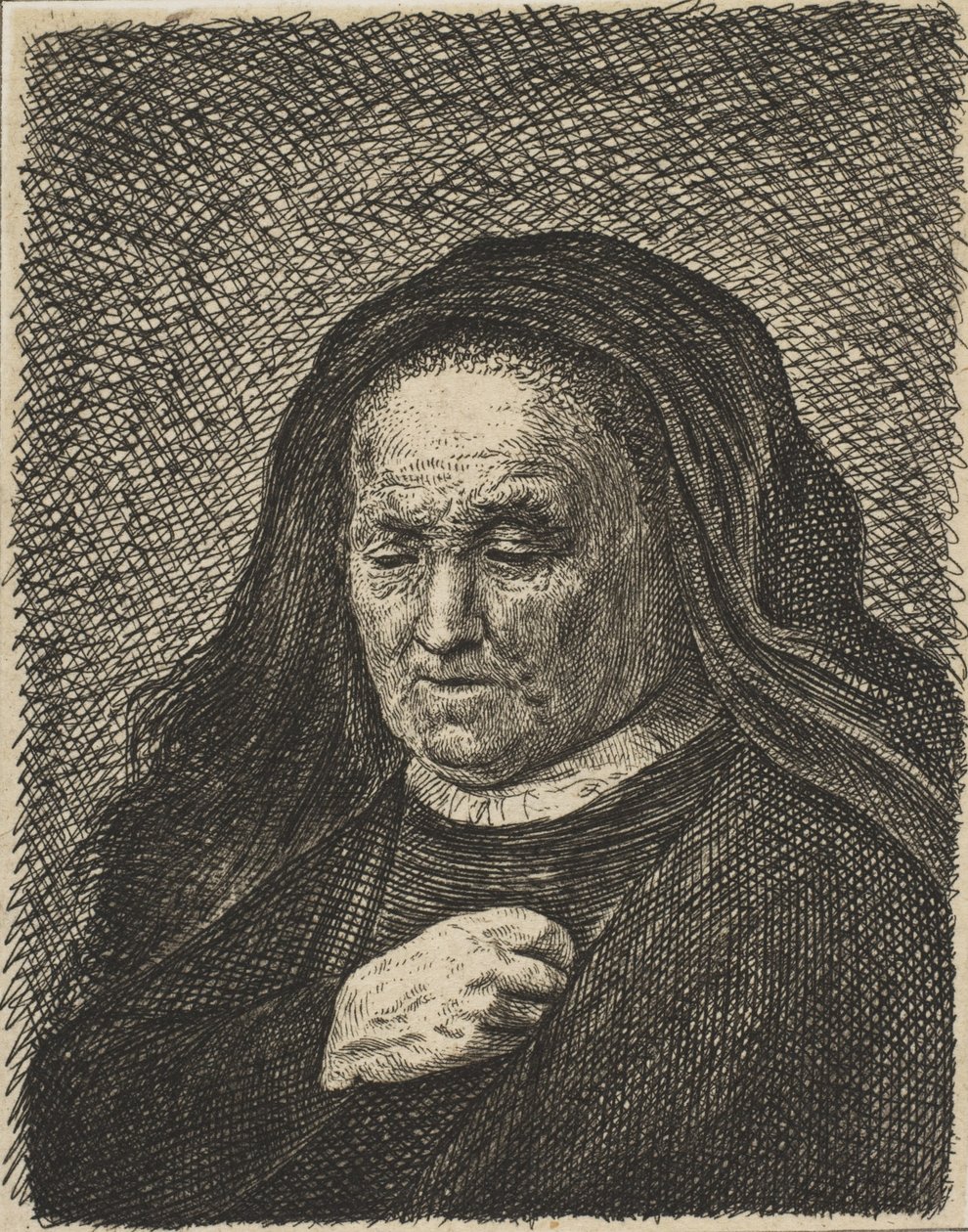 Konstnärens mor med handen på bröstet, 1700-talet., 1700-talet. av Unbekannt