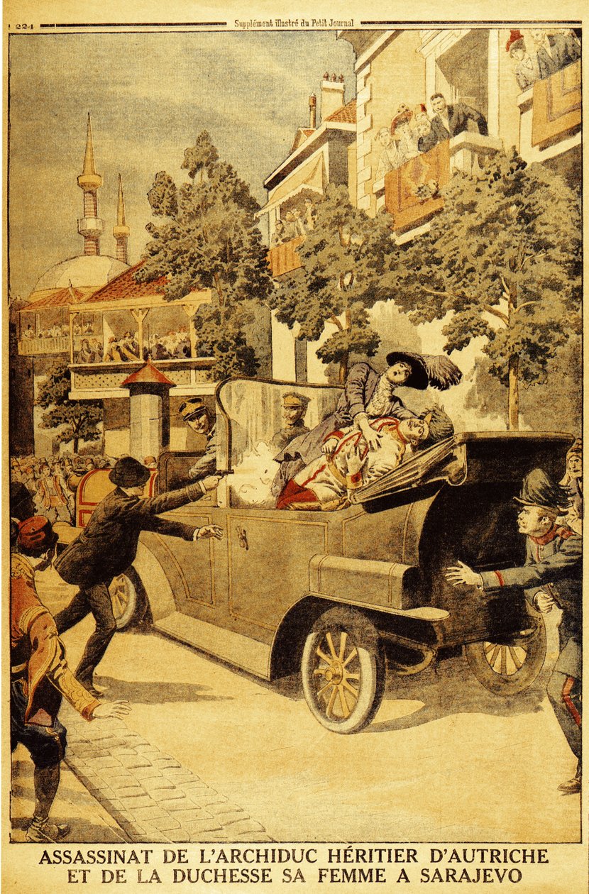 Mordet på ärkehertig Franz Ferdinand av Österrike och hans hustru, hertiginnan Sophia, av Gavrilo Pr av Unbekannt