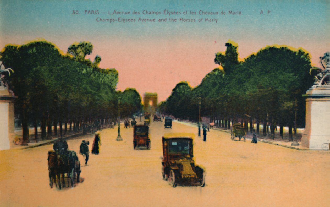 Avenue des Champs-Elysées och Marly Horses, Paris, c1920 av Unbekannt