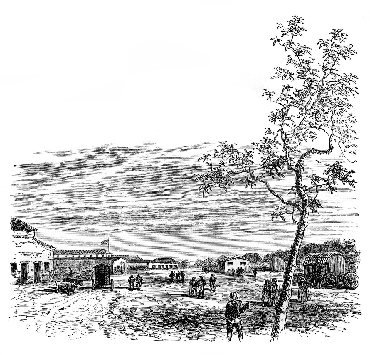 Kasernen i Meerut, Indien, ca 1850-talet, 1888 av Unbekannt