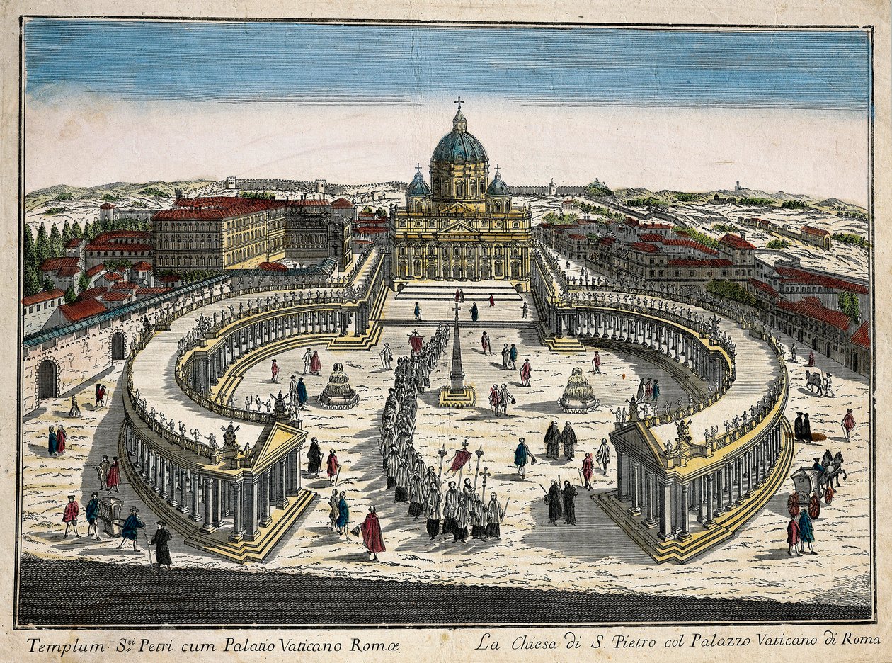 Basilikan och Petersplatsen i Vatikanen. av Unbekannt