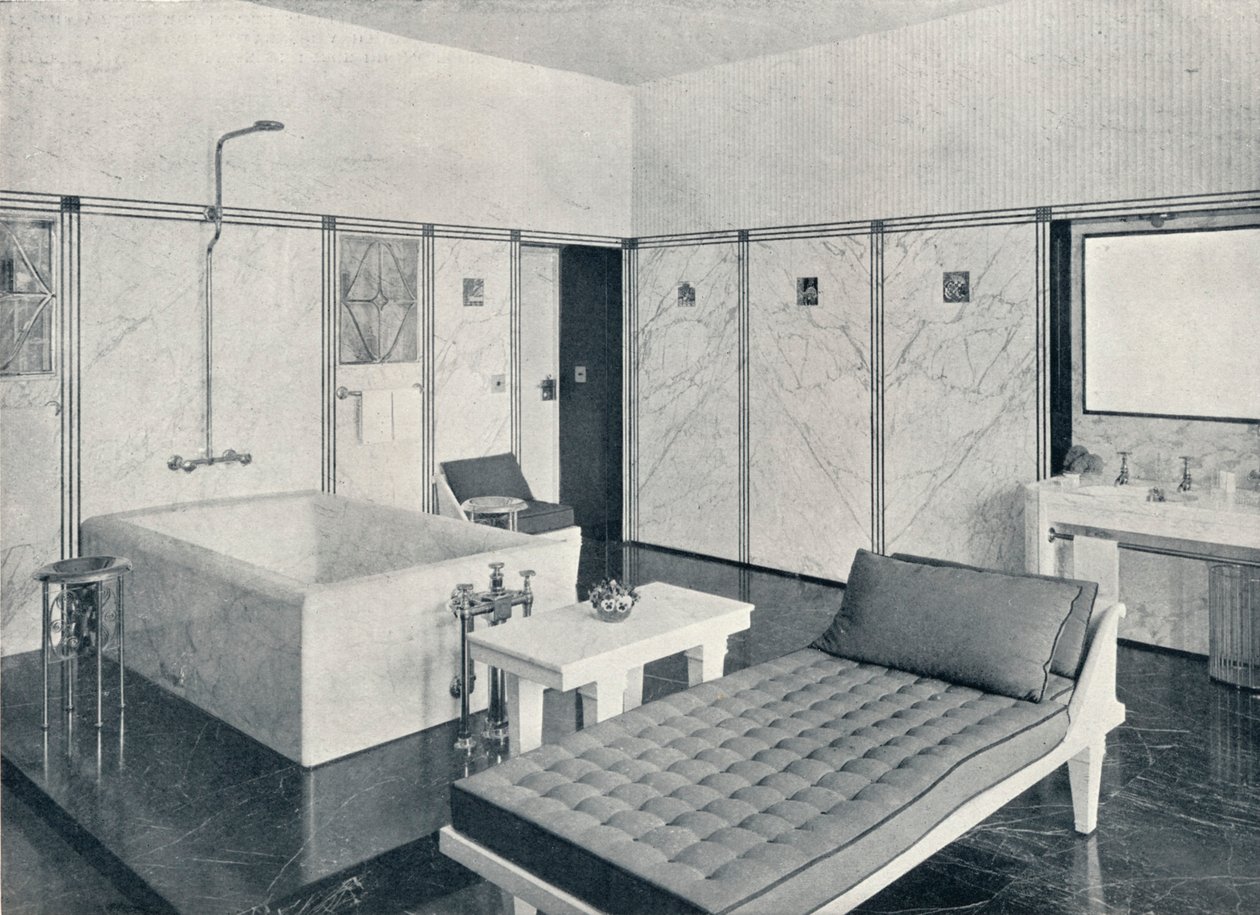 Badrummet i Stoclet-palatset, Bryssel, Belgien, c1914 av Unbekannt