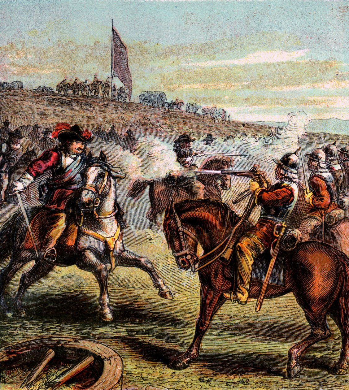 Slaget vid Naseby, 1645, c1850 av Unbekannt