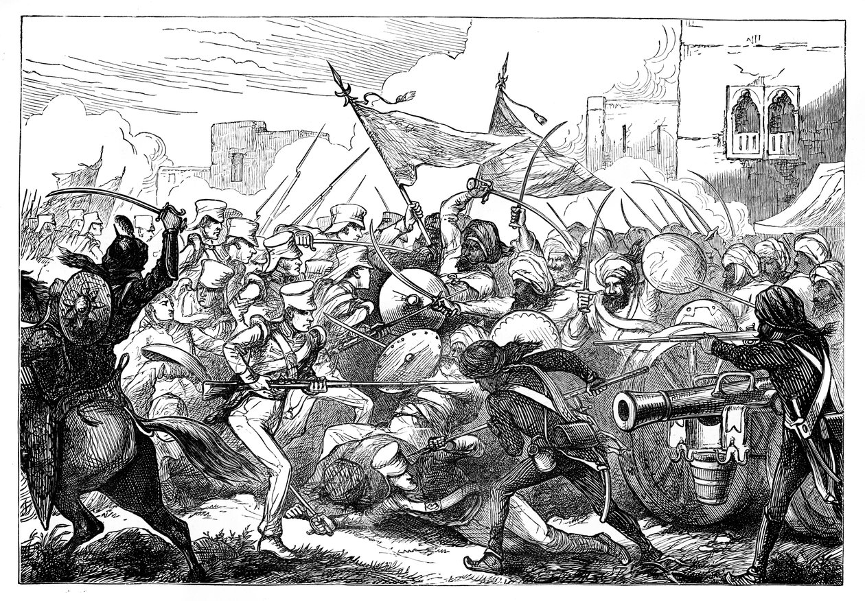Slaget vid Gujerat, 1800-talet av Unbekannt
