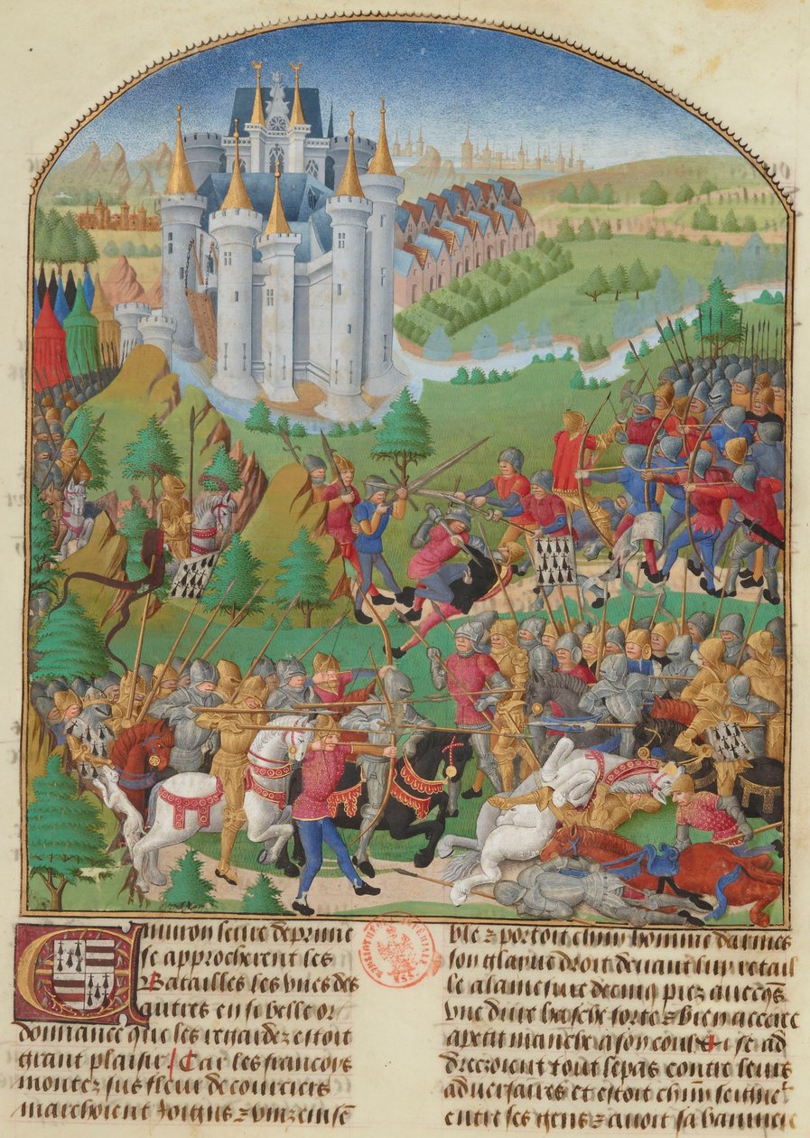 Slaget vid Auray den 29 september 1364 Miniatyr från Compillation..., ca. 1480. av Unbekannt